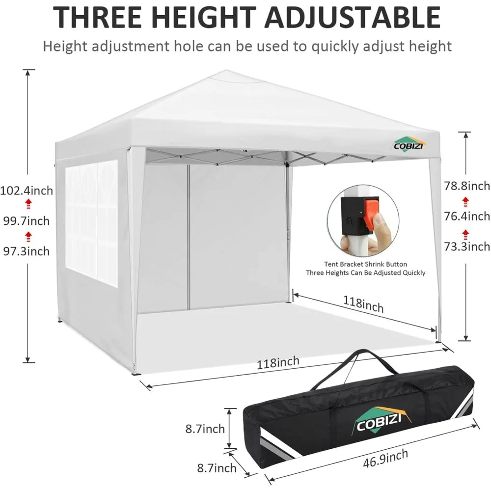 10x10 Pop Up Canopy Tent with 4 Removable Sidewalls, Waterproof Outdoor Commercial Easy Set Up Gazebo Tent Canopy Tents for Par