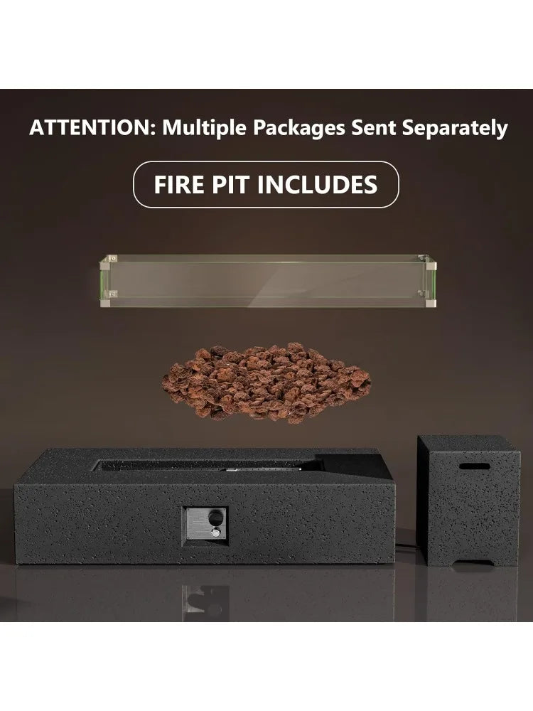 56 inch Outdoor Propane Fire Pit & Outdoor Fireplaces, Coffee Table, 50000 BTU Stainless Steel Burner, Free Lava Rocks an