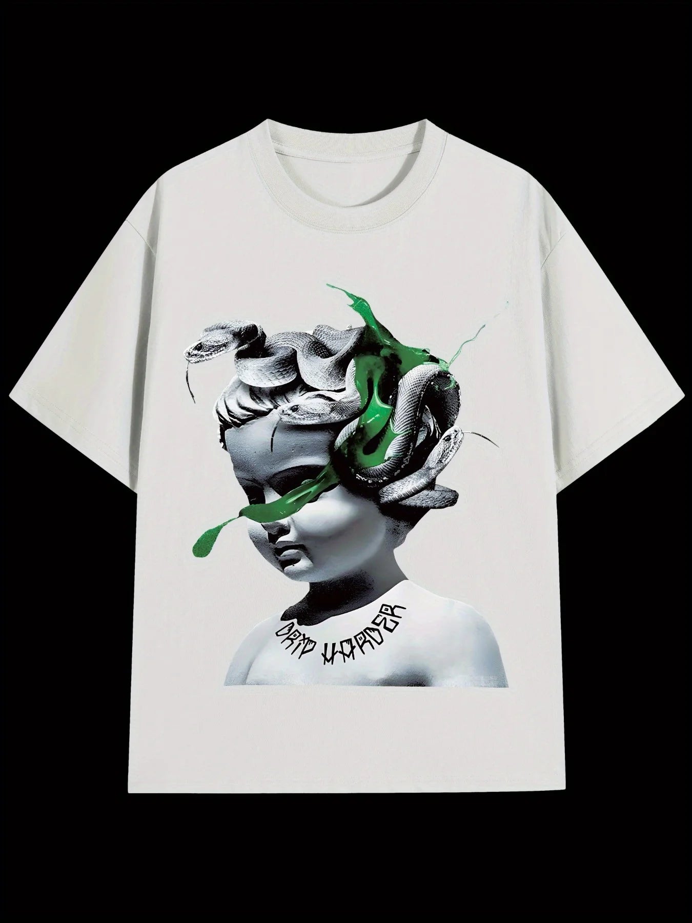 Men's Y2K Streetwear Cotton T Shirt  Angel  Snake Graphic Print 100  Cotton 180gsm Crew Neck Short Sleeve Regular Fit