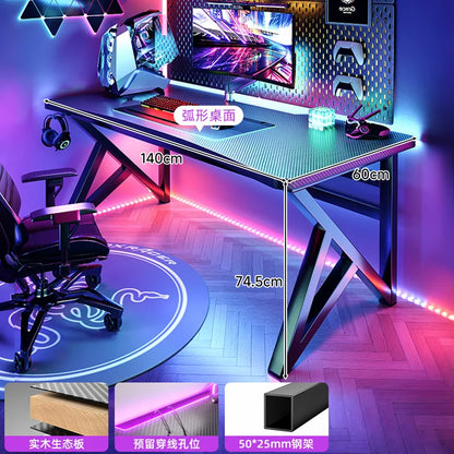 Solid wood computer desktop bedroom home simple desk student learning carbon fiber gaming table workbench