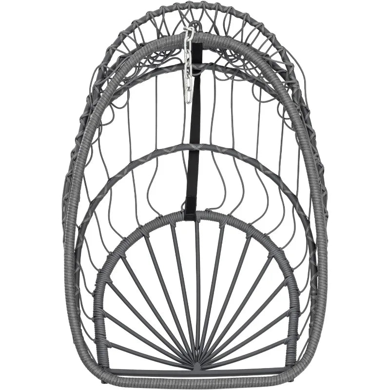 Yechen Indoor Outdoor Egg Hanging Chair with Stand, Patio Wicker Swing Egg Chair Indoor Swinging Chair Charcoal Grey (EG-001)