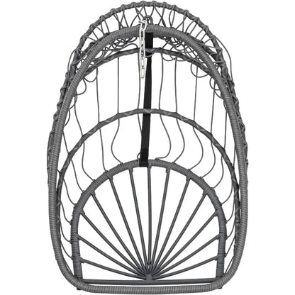 Yechen Indoor Outdoor Egg Hanging Chair with Stand, Patio Wicker Swing Egg Chair Indoor Swinging Chair Charcoal Grey (EG-001)