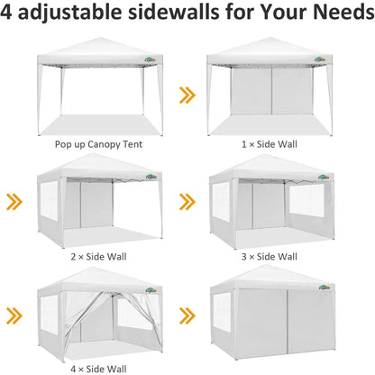 10x10 Pop Up Canopy Tent with 4 Removable Sidewalls, Waterproof Outdoor Commercial Easy Set Up Gazebo Tent Canopy Tents for Par