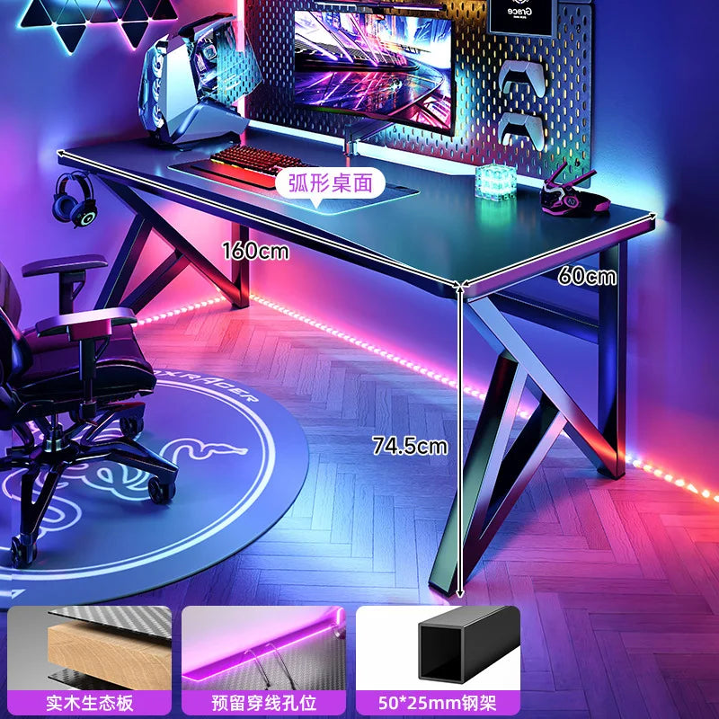 Solid wood computer desktop bedroom home simple desk student learning carbon fiber gaming table workbench