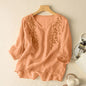 Solid Cotton Linen Blouse Women Vintage Embroidery Chiffon Shirts Loose Thin Oversized Tops Tunic Blouses Indie Folk Blusas Tops
