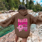 Women Sweatshirts Casual Long Sleeve Letter Graphic Tee Shirts Hooded Sweatshirts Pink Palm Puff Streetwear Fleece Warm Top