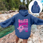 Women Sweatshirts Casual Long Sleeve Letter Graphic Tee Shirts Hooded Sweatshirts Pink Palm Puff Streetwear Fleece Warm Top