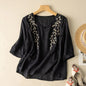 Solid Cotton Linen Blouse Women Vintage Embroidery Chiffon Shirts Loose Thin Oversized Tops Tunic Blouses Indie Folk Blusas Tops