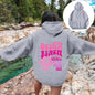 Women Sweatshirts Casual Long Sleeve Letter Graphic Tee Shirts Hooded Sweatshirts Pink Palm Puff Streetwear Fleece Warm Top