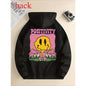 Men Oversized Positivity Hoodie Melted Smiley Face Graphic Sweatshirt Trippy Mushroom Print Streetwear Loose Top