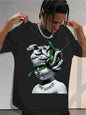 Men's Y2K Streetwear Cotton T Shirt  Angel  Snake Graphic Print 100  Cotton 180gsm Crew Neck Short Sleeve Regular Fit