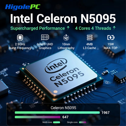 Higole F10 Pro Mini PC with Screen 10.1'' Fanless Intel N5095 Windows 11 WiFi5 8GB 128GB 5000mAh 4K Desktop Computer Tablet PC