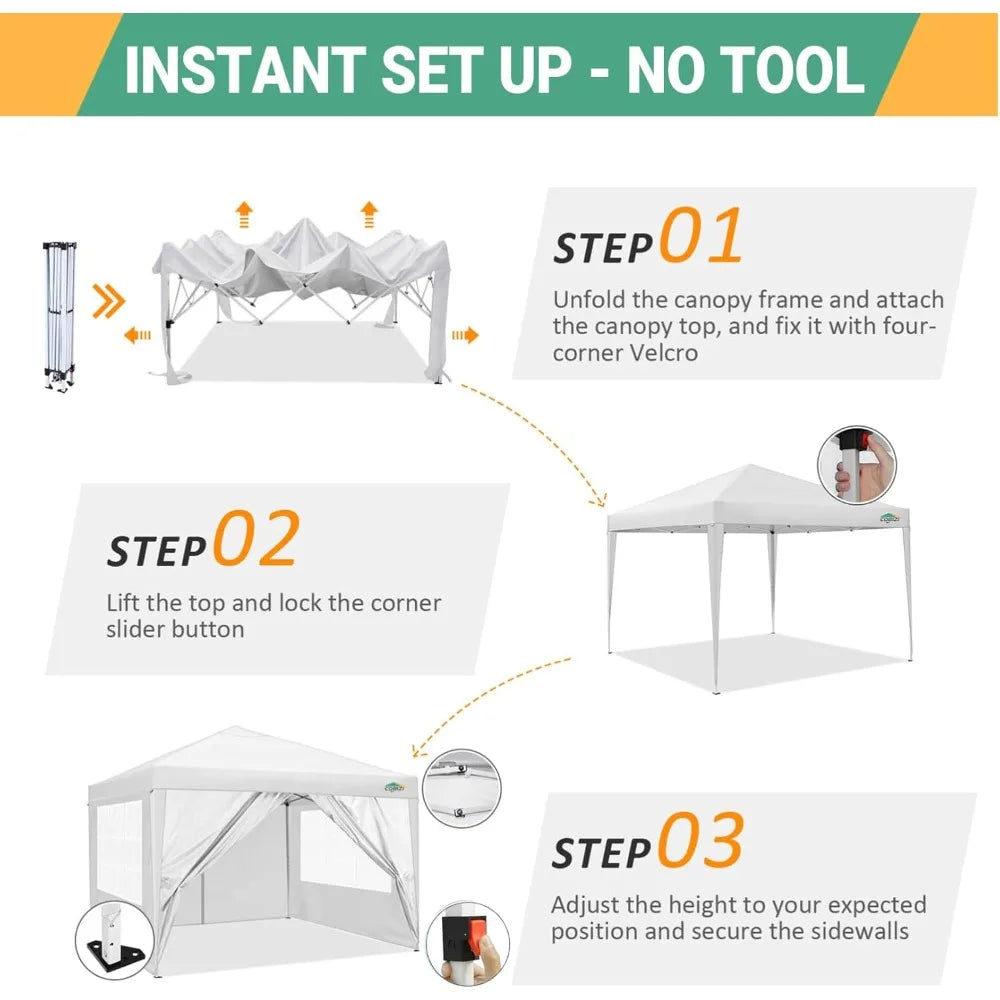 10x10 Pop Up Canopy Tent with 4 Removable Sidewalls, Waterproof Outdoor Commercial Easy Set Up Gazebo Tent Canopy Tents for Par