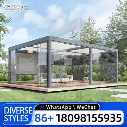 Waterproof Summer Shade Bioclimatic Awning Cover Electric Louvered Roofs for Garden Outdoor Aluminium s in Europe Pergola
