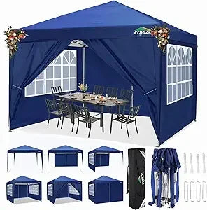 10x10 Pop Up Canopy Tent with 4 Removable Sidewalls, Waterproof Outdoor Commercial Easy Set Up Gazebo Tent Canopy Tents for Par