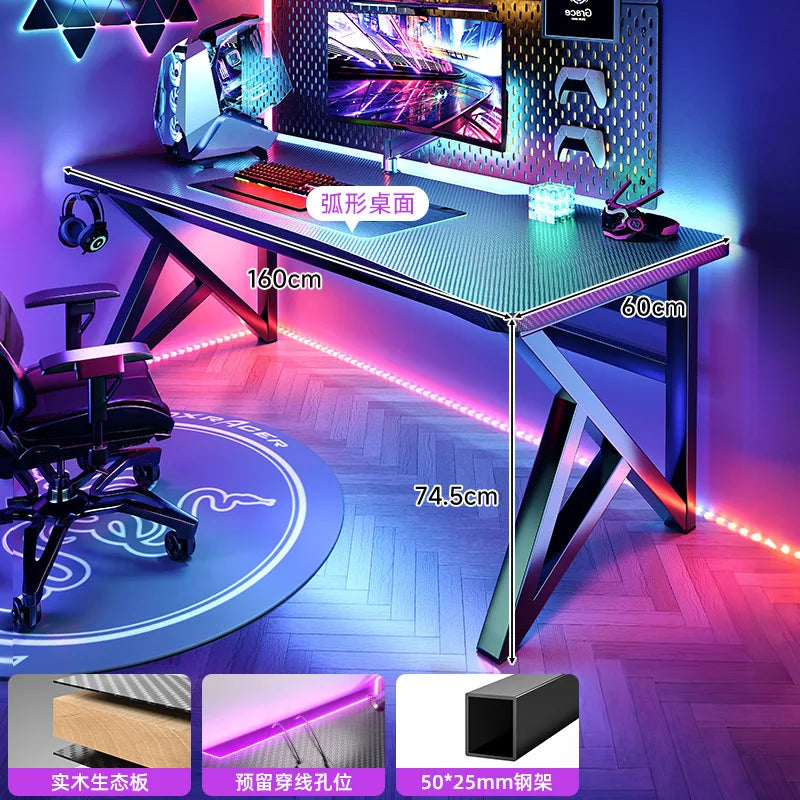 Solid wood computer desktop bedroom home simple desk student learning carbon fiber gaming table workbench