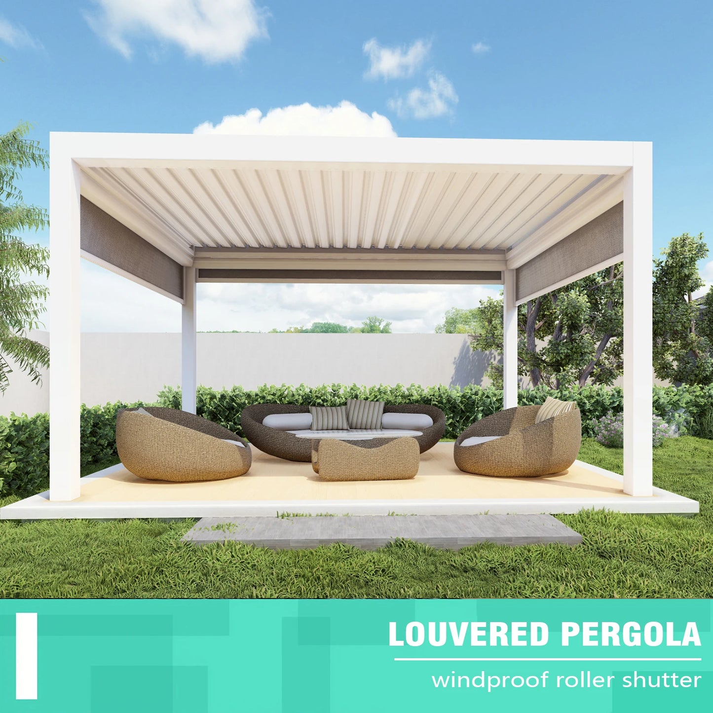 Waterproof Summer Shade Bioclimatic Awning Cover Electric Louvered Roofs for Garden Outdoor Aluminium s in Europe Pergola