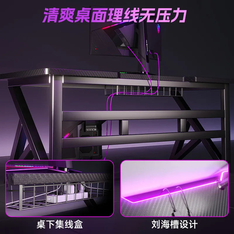 Solid wood computer desktop bedroom home simple desk student learning carbon fiber gaming table workbench