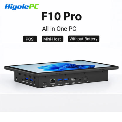 Higole F10 Pro Mini PC with Screen 10.1'' Fanless Intel N5095 Windows 11 WiFi5 8GB 128GB 5000mAh 4K Desktop Computer Tablet PC