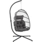 Yechen Indoor Outdoor Egg Hanging Chair with Stand, Patio Wicker Swing Egg Chair Indoor Swinging Chair Charcoal Grey (EG-001)
