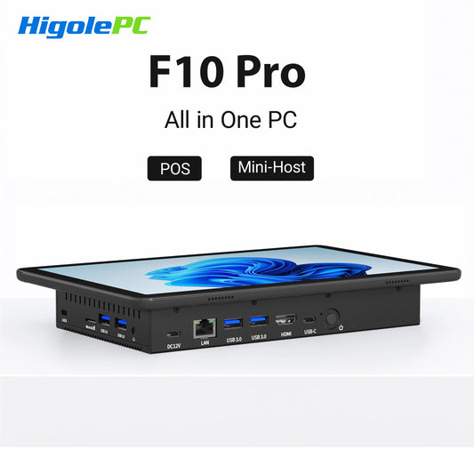 Higole F10 Pro Mini PC with Screen 10.1'' Fanless Intel N5095 Windows 11 WiFi5 8GB 128GB 5000mAh 4K Desktop Computer Tablet PC