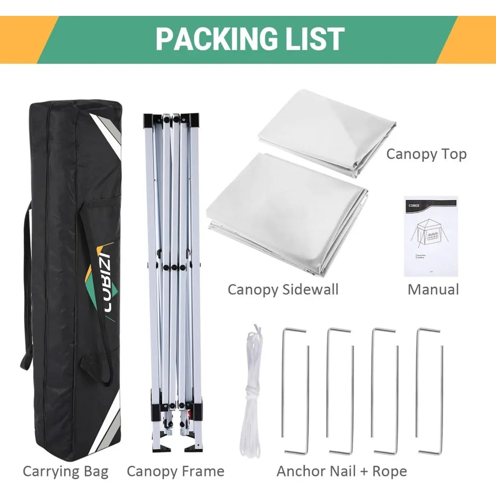 10x10 Pop Up Canopy Tent with 4 Removable Sidewalls, Waterproof Outdoor Commercial Easy Set Up Gazebo Tent Canopy Tents for Par