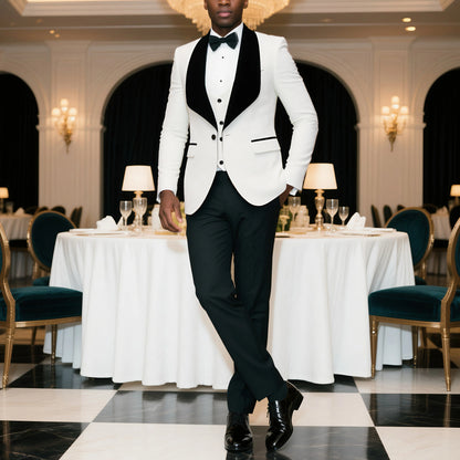 Mens 3 Piece Floral Tuxedo, Jacquard Slim Suit Set, Paisley Blazer Vest And Pants For Prom Wedding