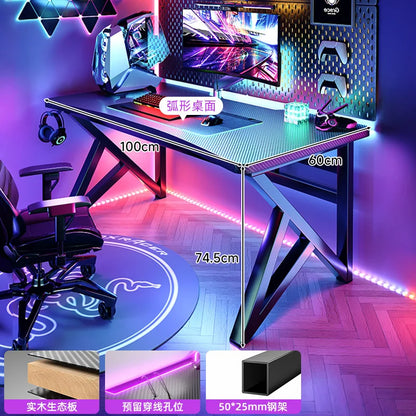 Solid wood computer desktop bedroom home simple desk student learning carbon fiber gaming table workbench
