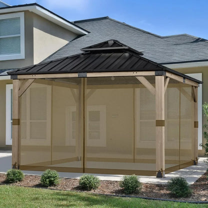 Universal 12x12 ft Gazebo Mosquito Netting, Replacement 4-Panel Sidewalls with Double Zippers for Patio, Backyard, Deck, and La