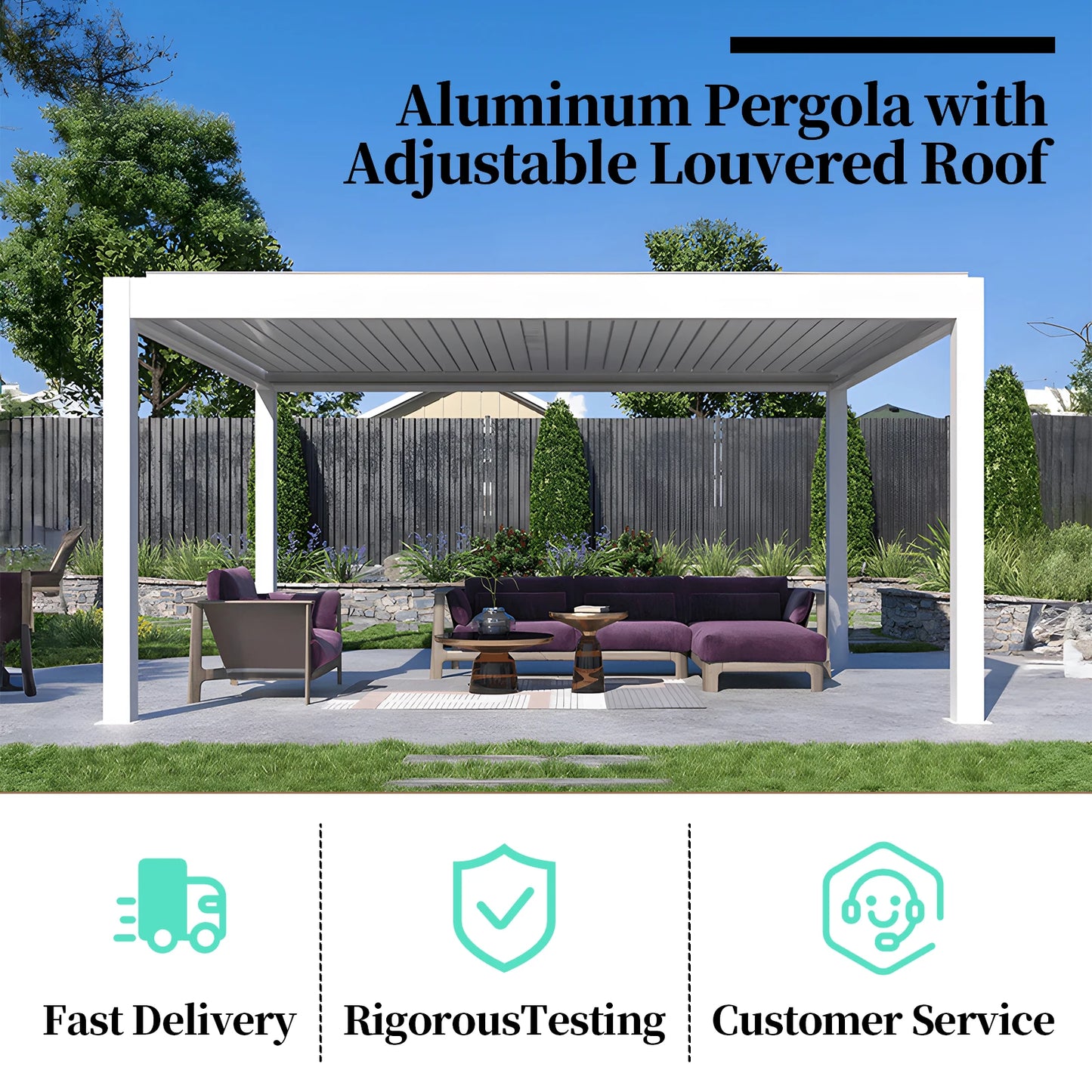 Waterproof Summer Shade Bioclimatic Awning Cover Electric Louvered Roofs for Garden Outdoor Aluminium s in Europe Pergola