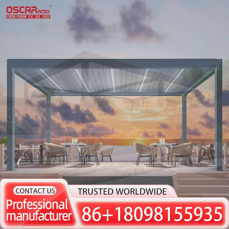 Waterproof Summer Shade Bioclimatic Awning Cover Electric Louvered Roofs for Garden Outdoor Aluminium s in Europe Pergola