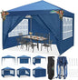 10x10 Pop Up Canopy Tent with 4 Removable Sidewalls, Waterproof Outdoor Commercial Easy Set Up Gazebo Tent Canopy Tents for Par