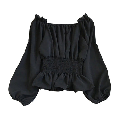 Women Long Sleeve Elegant Top Medieval Shirt Bell Sleeves Off Shoulder Gothic Shirt Turtle Neck Top For Women Pack рубашка