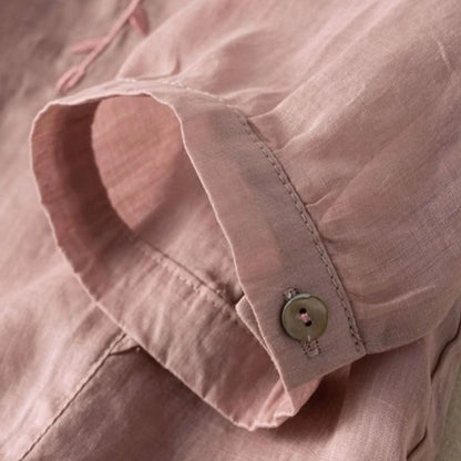 Solid Cotton Linen Blouse Women Vintage Embroidery Chiffon Shirts Loose Thin Oversized Tops Tunic Blouses Indie Folk Blusas Tops