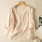 Solid Cotton Linen Blouse Women Vintage Embroidery Chiffon Shirts Loose Thin Oversized Tops Tunic Blouses Indie Folk Blusas Tops